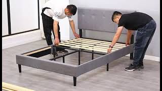 Upholstered Platform Bed Frame assembly [upl. by Einafpets]