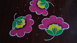 How to draw creative and simple latest flowers rangoli with 7×4 dots [upl. by Birck]