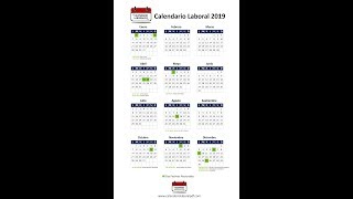 Calendario Laboral 2019  Festivos nacionales 2019 [upl. by Gareri]