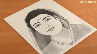 Savitribai Phule Drawing Wiith Pencil Sketch Step by Step  Drawing Savitribai Phule [upl. by Bakemeier]