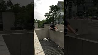 Dash to speedstep from Chinese gardens in Melbourne freerunning diving cliffjump  parkour [upl. by Ecinrahs]