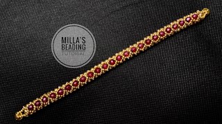 Gold amp Ruby Bracelet millabeading beadingtutorial beading [upl. by Betta]