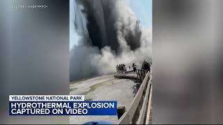 WATCH Tourists run for safety after surprise eruption in Yellowstone [upl. by Arivle]