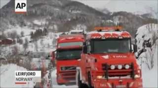 Trucks go over cliff in Norway [upl. by Othelia]