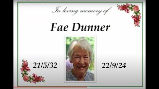 27 September 2024 Fae Dunner  Funeral Service [upl. by Dranyl]