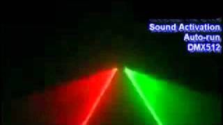 Projecteur laser double tunnel rouge et vert 200 mW DMX [upl. by Dennet]