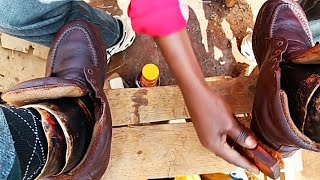 Restoring Elegance Brown Leather Boots Shine on Nairobi Streets [upl. by Cristiano627]