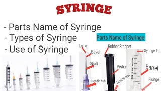 syringe  Types of Syringe  Parts Name of Syringe  Use of Syringe [upl. by Ilecara]