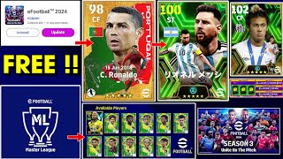 eFootball™ 2024 Season 3 New Ambassador amp Premium Club Packs Master League Epics Free Coins 🤩🔔 [upl. by Ydnys]