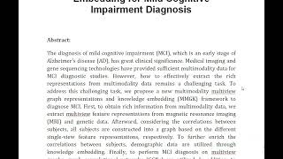 MMGK Multimodality Multiview Graph Representations and Knowledge Embedding for Mild Cognitive Impair [upl. by Laddie]