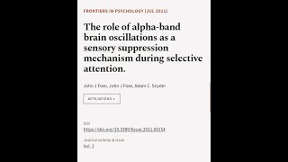 The role of alphaband brain oscillations as a sensory suppression mechanism during s  RTCLTV [upl. by Atela80]