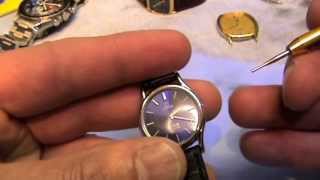 How to adjust an Omega Quartz 1365 Caliber Watch  Push Button [upl. by Assenov435]