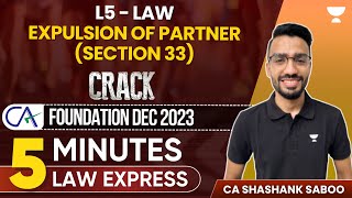 L5 Expulsion of Partner Section 33 One Shot  Everyday 5 Minutes Law Express  Shashank Saboo [upl. by Alphonsine175]