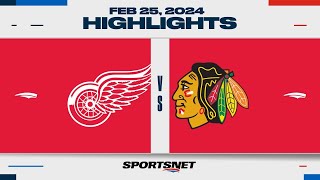 NHL Highlights  Red Wings vs Blackhawks  February 25 2024 [upl. by Aronow]