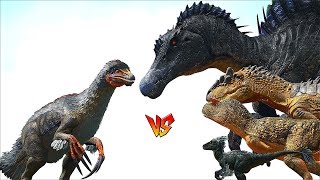 Ark Survival  THERIZINOSAURUS vs RAPTORCARNOALLOSPINO and more Ep216 [upl. by Richards59]