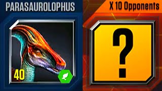 PARASAUROLOPHUS DEFEAT 10 OPPONENTS UNLOCKED LABYRINTHODONTIA LEVEL 40  JURASSIC WORLD THE GAME [upl. by Shanks]