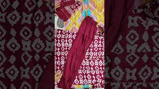 Viscose Rayon Printed Mhroon Kurti and Palazzo with Dupatta Meesho [upl. by Modie]