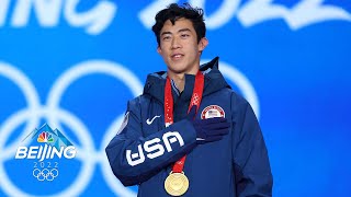 Nathan Chen accepts his very first gold medal after free skate  Winter Olympics 2022  NBC Sports [upl. by Kerwinn]