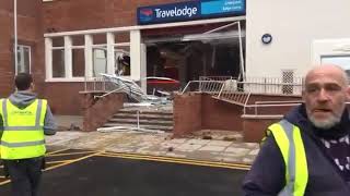 Mini digger does Damage at travelodge Merseyside [upl. by Nairad]