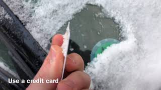 How to scrap the ice of the car windows with credit card ice scraper and deicing spray DIY [upl. by Huckaby770]