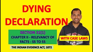 Dying Declaration  Section 321  Law of Evidence  Indian Evidence Act 1872 [upl. by Okomot942]