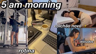 5 am morning routine  produtividade colchão Emma estudo rotina ✨💌🧘🏻‍♀️ [upl. by Annuhsal]