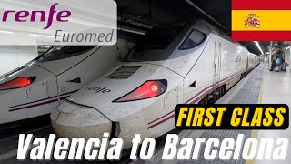 Valencia to Barcelona  Renfe Euromed First Class Review [upl. by Esya]