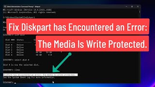 Fix Diskpart has encountered on error The media is Write Protected Error [upl. by Dosia]