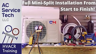 Full Installation of Mini Split Ductless Unit Step by Step [upl. by Donia]