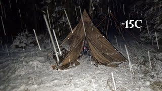 3 Day Hotent Camping in Dark forest in Sweden 15 Freezing Cold [upl. by Ayatnohs]