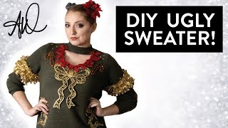 18 Ugly Christmas Sweater DIY from Dollar Tree amp Thrift Supplies  NoSew Sweater Tutorial [upl. by Celine]