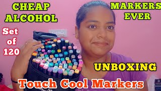 UNBOXING ALCOHOL MARKERSSet of 120 colour ❤️Touch Cool MarkersCHEAP ALCOHOL MARKERS EVERReview [upl. by Candi111]