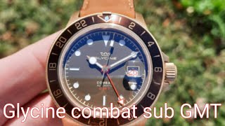 Glycine Combat Sub GMT ReviewGL0316 WITH SW3302 [upl. by Adnouqal]