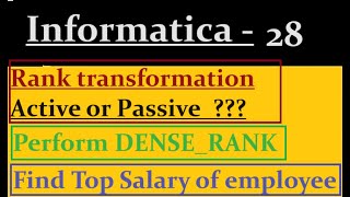 rank transformation in Informatica [upl. by Waterman]