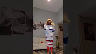 Supergirl vs spiderbaby mummy wrap challenge shorts supergirl youtubeshorts [upl. by Suiram]