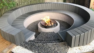 Circular seating and fire pit construction with block amp composite  Step by Step [upl. by Betty]