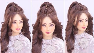 Stylish best ponytail l wedding hairstyles kashees l curly bridal hairstyles l engagement look [upl. by Kirt]