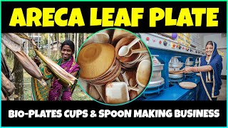 Areca Leaf Plate Making Business  Biodegradable Plates and Cups Manufacturing Business [upl. by Acinorav]