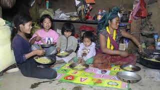 Organic village life  Cooking and eating chowmein in the village [upl. by Ellicott]