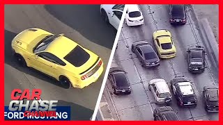 WILD POLICE CHASE Mustang drives recklessly on LA freeways  Car Chase Channel [upl. by Gronseth]