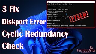 How to Fix Diskpart Error Data Error Cyclic Redundancy Check Solution [upl. by Enelrad]