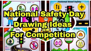 National safety day drawing ideas  Safety Day Poster Drawings Easy Poster Drawings for Competition [upl. by Nelleus]