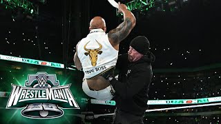 The Undertaker delivers an epic Chokeslam to The Rock WrestleMania XL Sunday highlights [upl. by Elyc749]