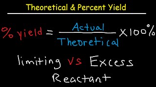 Theoretical Actual Percent Yield amp Error  Limiting Reagent and Excess Reactant That Remains [upl. by Akessej]