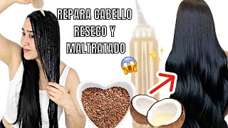 REPARA EL CABELLO RESECO Y MALTRATADO 😱 SALVA TU CABELLO✨ GEL DE LINAZA Y ACEITE DE COCO 🥥 [upl. by Neron]