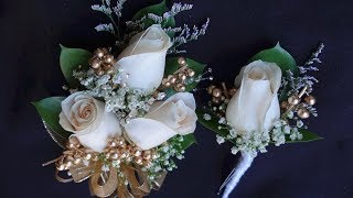 How to make corsage and boutonniere set for prom or wedding [upl. by Philoo]