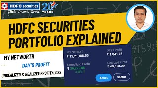 HDFC securities portfolio explained  What is my NetWorth  What is Days profit and loss in HSec [upl. by Nygem]