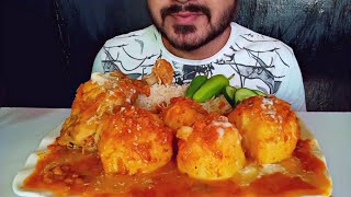 ASMR  Eating Butter Chicken potato with boild rice and green chilli  Mukbang no talking [upl. by Suivat569]