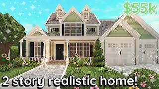 Building a Realistic Bloxburg House 2 Story Aesthetic Build Tutorial [upl. by Annohsed]