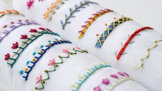 14 Hand Embroidery Borders for Beginners  Basic Embroidery Stitches [upl. by Ursala]